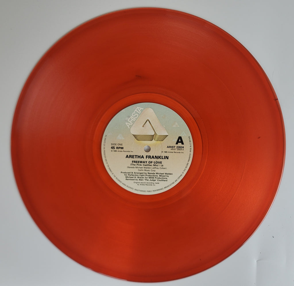 Aretha Franklin Freeway Of Love 12" Pink Vinyl 45 RPM 1986 UK Arista 22624 VG+