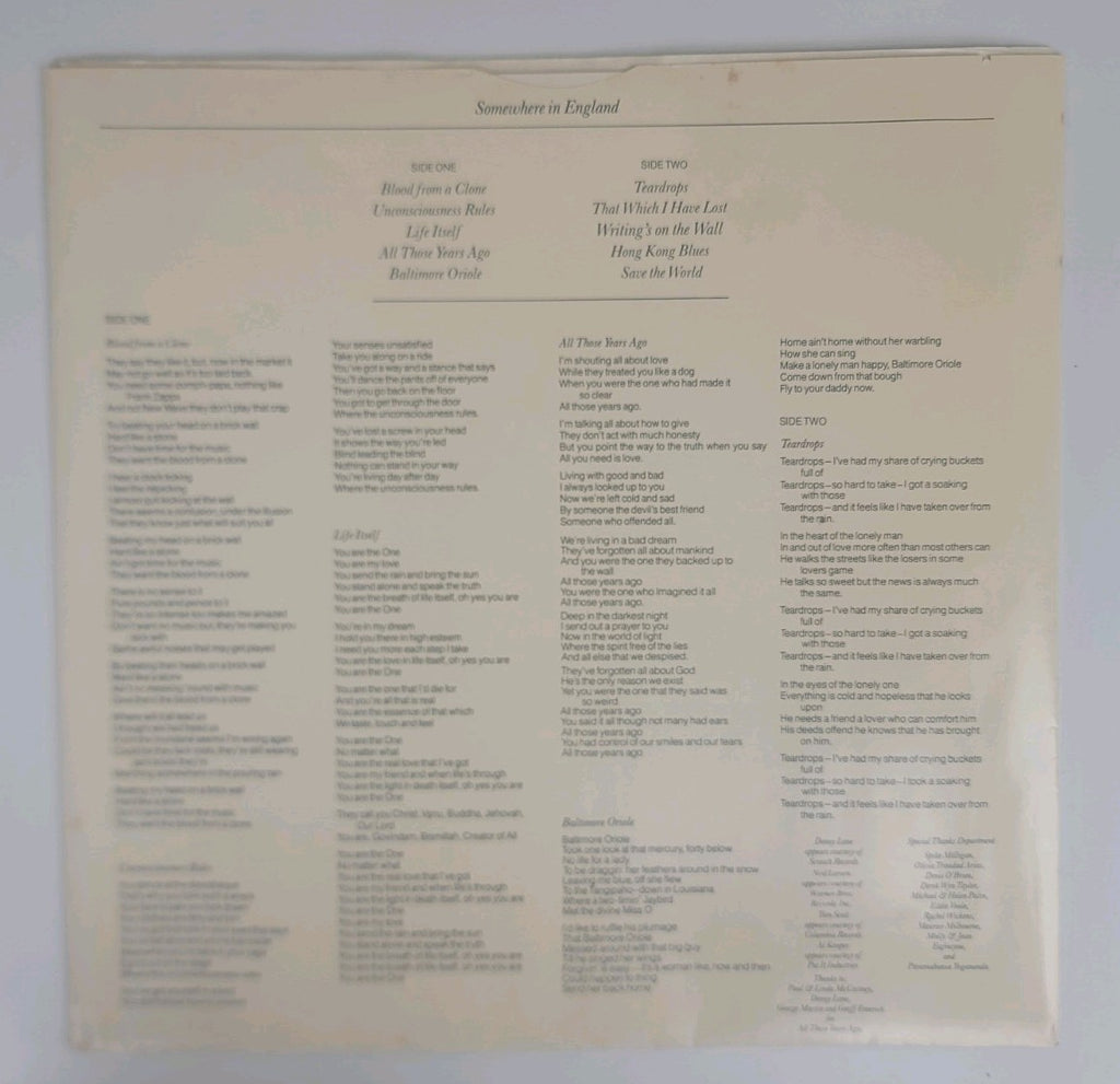 George Harrison – Somewhere In England LP 1981 US Map Cover SRC/EDP NM/VG+