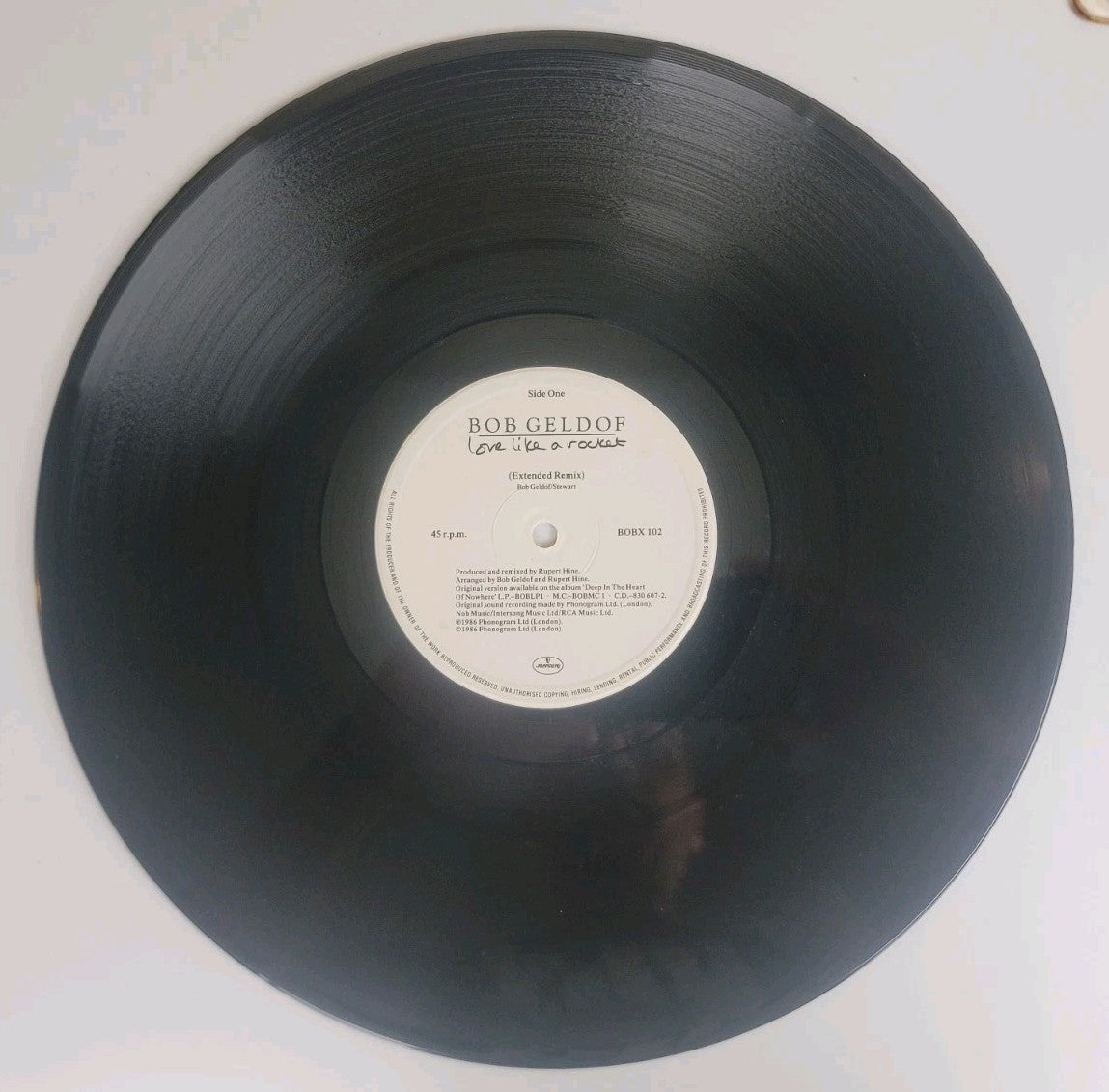 BOB GELDOF Love Like A Rocket 12" Vinyl Single 45 RPM UK 1987 Mercury NM/VG+