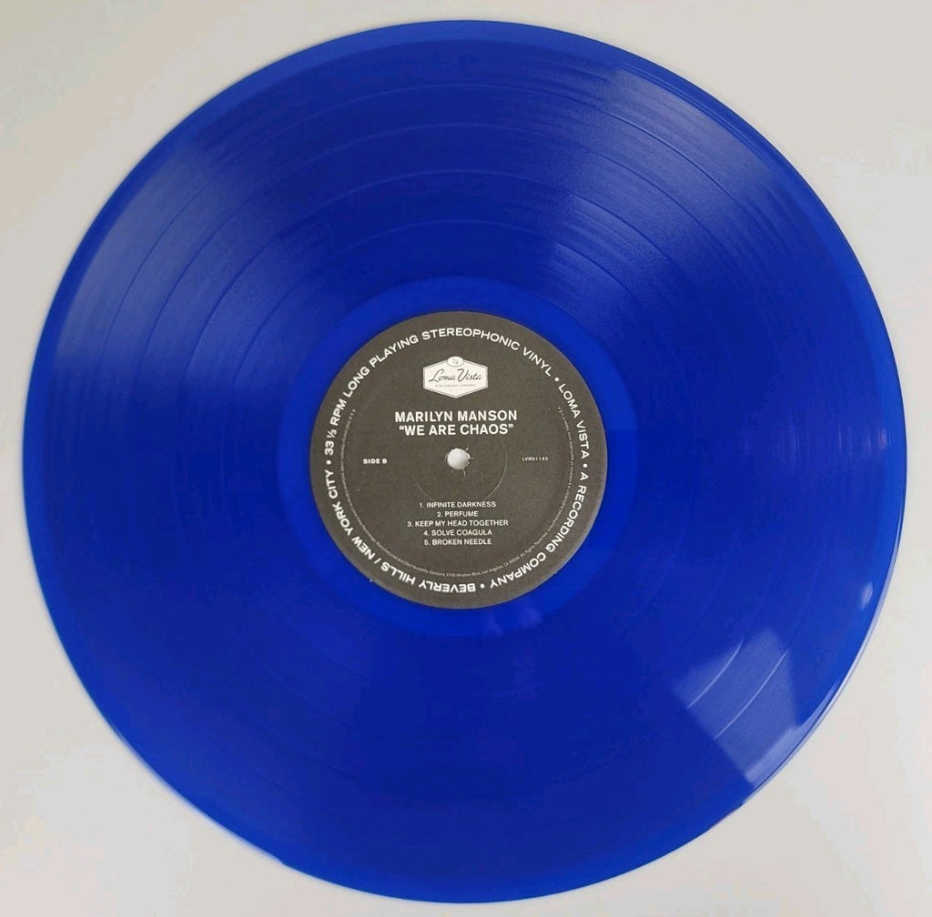 Marilyn Manson We Are Chaos LP Cobalt Blue Vinyl Best Buy Poster Pete Lyman NM/NM
