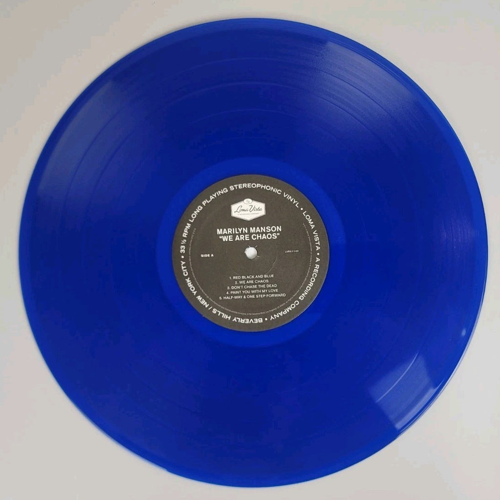 Marilyn Manson We Are Chaos LP Cobalt Blue Vinyl Best Buy Poster Pete Lyman NM/NM