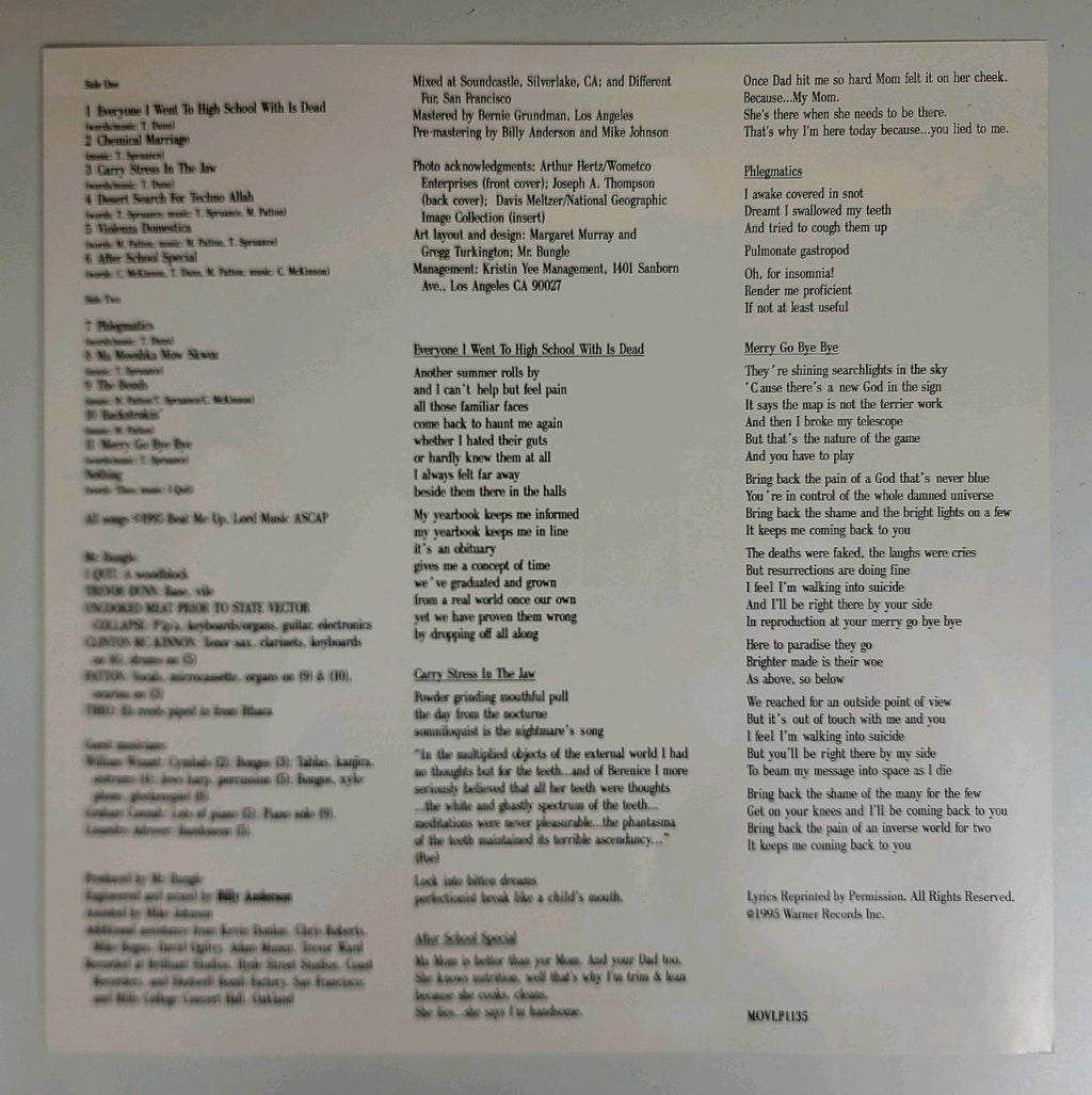 Mr. Bungle – Disco Volante LP 180g Vinyl Reissue Music On Vinyl MOVLP1135 NM/NM