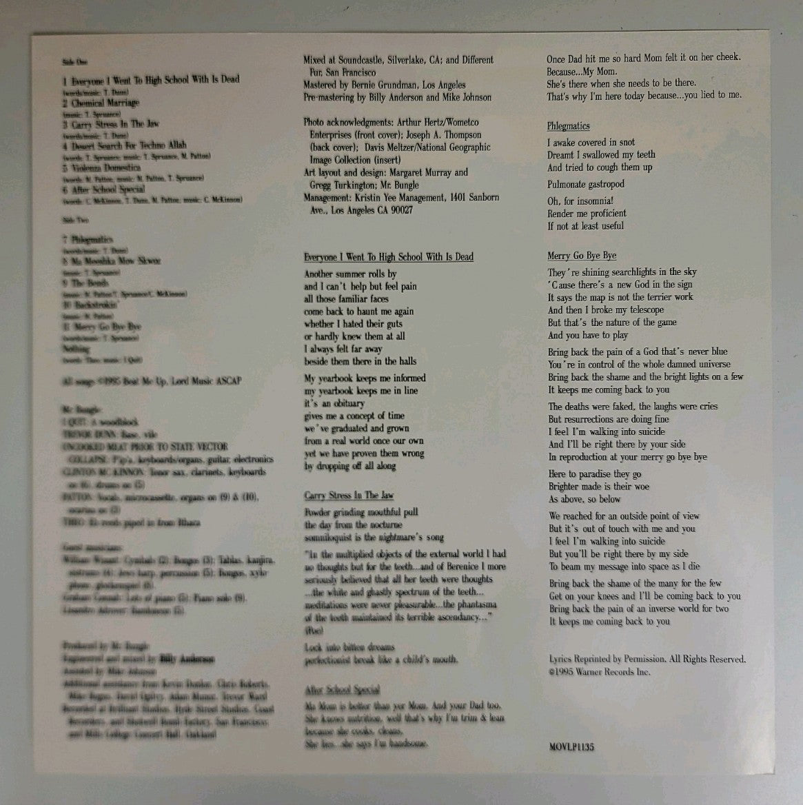 Mr. Bungle – Disco Volante LP 180g Vinyl Reissue Music On Vinyl MOVLP1135 NM/NM
