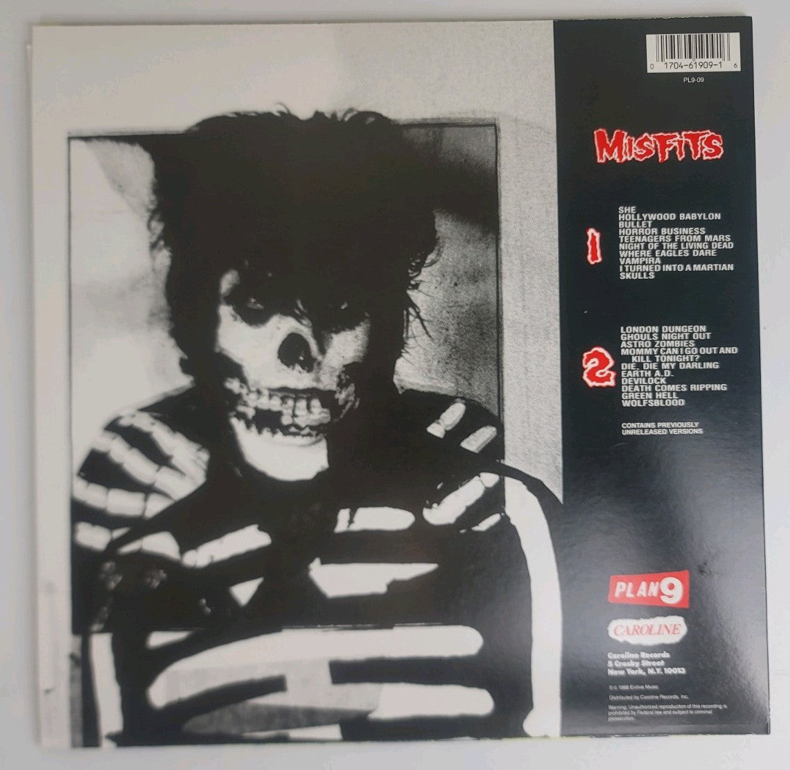 Misfits Collection 1 LP Plan 9 Caroline Phil Austin Trutone Cut GZ Pressing NM/NM