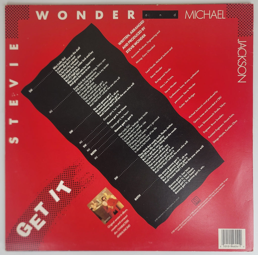 Stevie Wonder Michael Jackson Get It 12" Single 1988 Motown DMM Allied NM/VG+